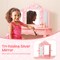 Kid Vanity Table Stool Set with Tri-Folding Mirror and 3-Color LED Lights